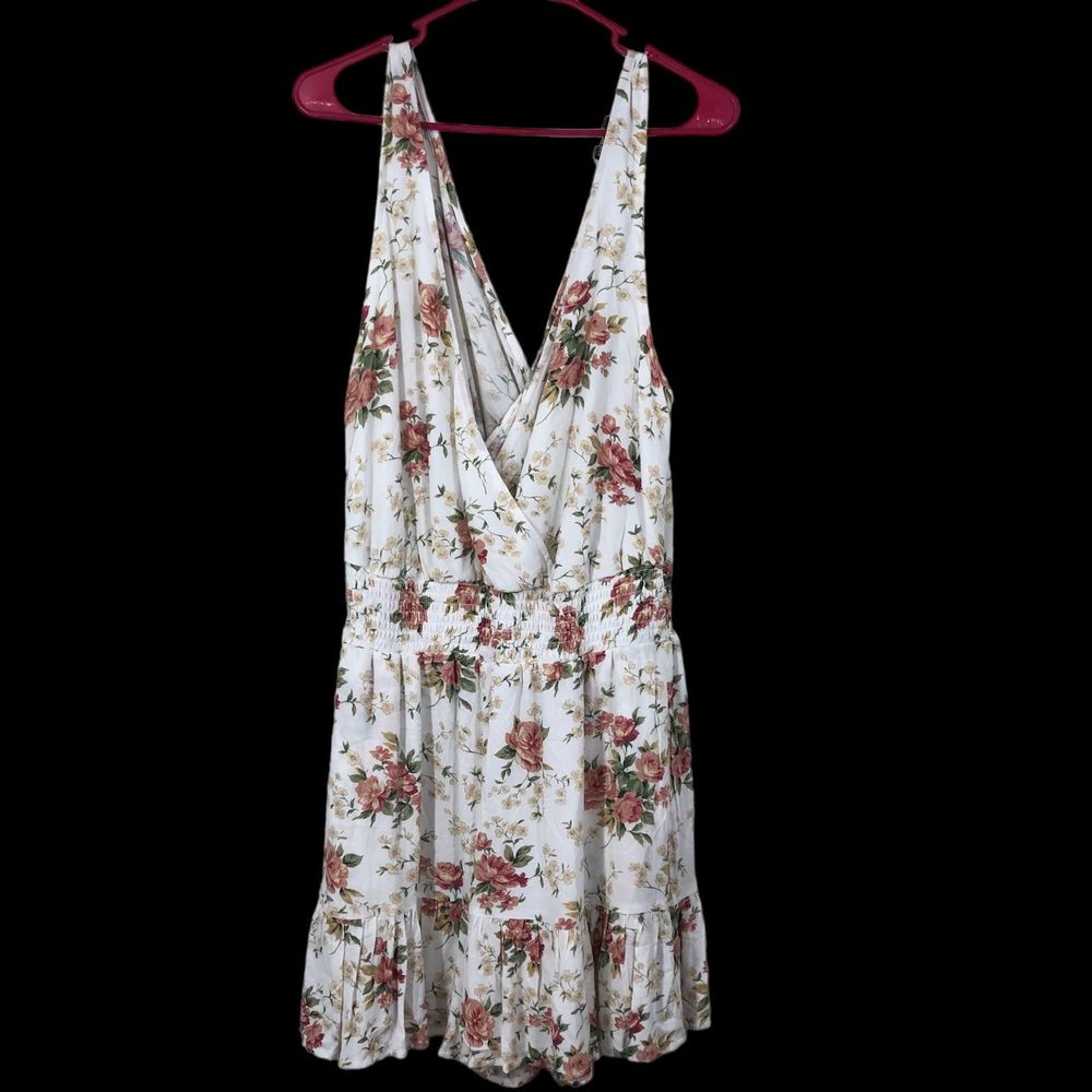 American Eagle Girly Romper, Frilly, Double V Neck Floral Tank Romper SZ XL
